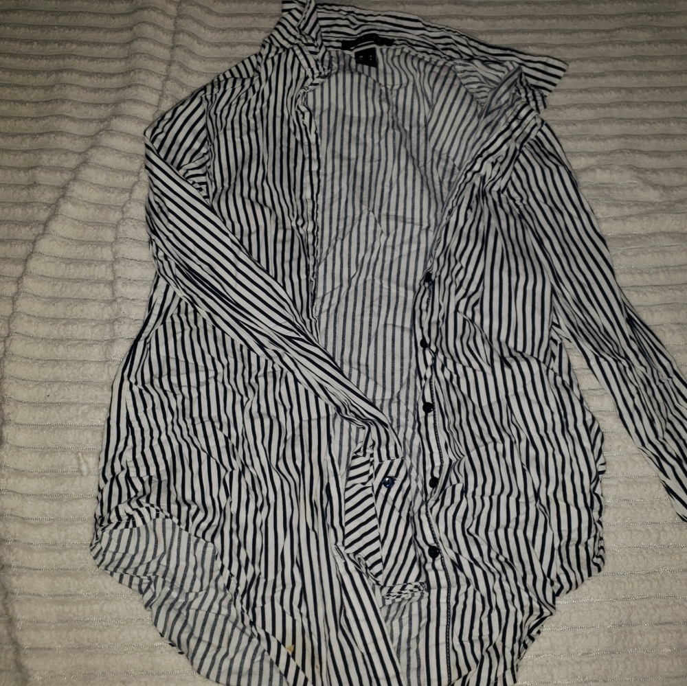 Black and White striped button up